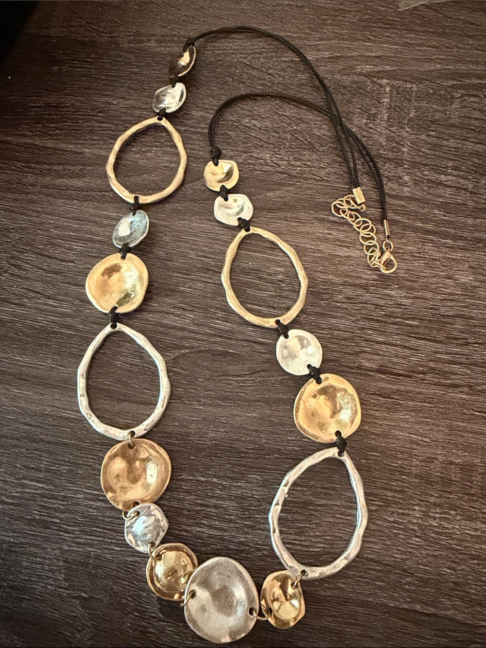 Gold & Silver Textured Link Necklace - Women Jewelry